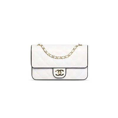CHANEL WOC BLACK AND WHITE CHAIN WALLET SHOULDER BAG AP4511 (19*12*3.5cm)